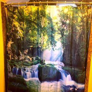 Shower curtain with hooks